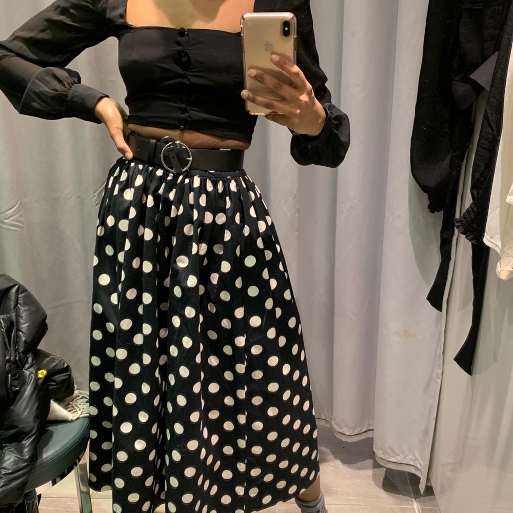 Ankle Length Polka Dot Skirt